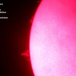 21.5.2010 klo 18.18
Kuvassa Auringon reuna jossa protuberanssi purkauksia kuvattuna Lahden Ursan refraktorilla ja DayStar h-alpha suotimen kera joka yhä isku kunnossa. Kamera: Canon A590IS
Kuva: Marko Kämäräinen