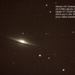 24.4.2008 klo 23.34
Kuvassa Sombrero galaksi (..näyttää hatulta) Neitsyen tähdistön suunnalla. Etäisyyttä n. 50 miljoonaa vv.
24.4.2008 klo 23.34 Meade 16" LX200 GPS DSLR exp 4 x 90s. ISO 1600 Kuva: Marko Kämäräinen