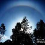 5.6.2008 klo 8.41
5.6. torstaina nähtiin koko Etelä-Suomessa voimakas halonäytelmä. Halot syntyvät yläilmakehän jääkiteistä auringonsäteiden osuessa niihin.
Halo 5.6.2008 Heinola klo 8.41 Canon A590 IS Kuva: Marko Kämäräinen