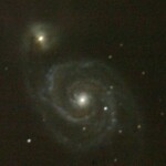 Messier 51
Suomeksi Pyörregalaxi Messier 51, lepää Otavan tähtikuvion suunnalla.
25.2.2006 klo 22.27, Asikkala Meade 16" LX200 GPS Pentax ist*D Exp 605s. ISO 1600 Kuva: Jyrki Keski-Jylhä