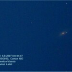 6.8.2007 Vaania, Lahti
Kuvassa Galaksi NGC4036 jossa Supernova sen oikeassa reunassa
SN2007gi 6.8.2007 klo 1.57 JS-Newton 12" Kuva: Juhani Salmi