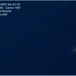 SN2007gi
Galaksi 4036 supernova SN2007gi näkyy ytimen oikealla puolella pistemäisenä
7.8.2007 klo 1.14 Valotus 67s., ISO 800 Teleskooppi JS-Newton 12" Vaania, Lahti Kuva: Juhani Salmi
