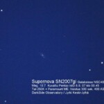 Galaksissa NGC 4036
Tässä toinen kuva Jyrkiltä. Kuvan keskellä Galaksi josta löydetty 31.7. 2007 uusi supernova.
8.8.2007 klo 0.45 Tal-250K+ Paramount ME jalusta Pentax *ist D Kuva: Jyrki Keski-Jylhä, Asikkala